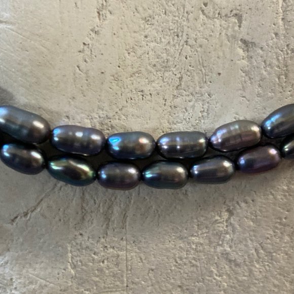 Natural Gray Fresh Water Pearl Necklace - double strand - adjustable length - Picture 3 of 5